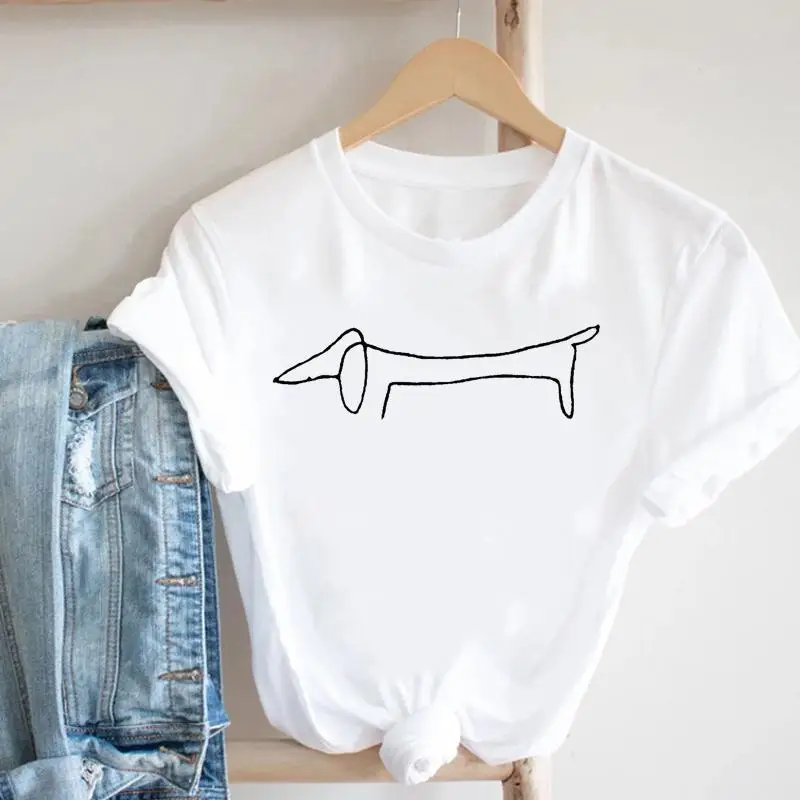 Футболка женская с коротким рукавом, Модный повседневный топ с забавным принтом собаки в 90-х годах, графическая одежда, на лето 
Футболка женская с коротким рукавом, Модный повседневный топ с забавным принтом собаки в 90-х годах, графическая одежда, на лето