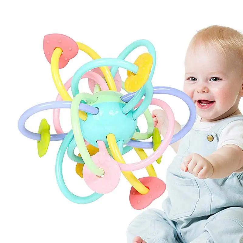 

Sensory Teething Toys Rattle Baby Montessori Teething Sensory Toys Baby Toy Silicone Flying Saucer Pull String Educational Toy