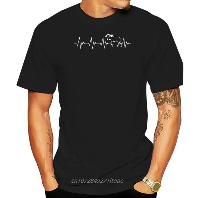 

Men'S T-Shirt Fashion Heartbeat Moose Hunter T-shirt Elegant Print T Shirt Hot
