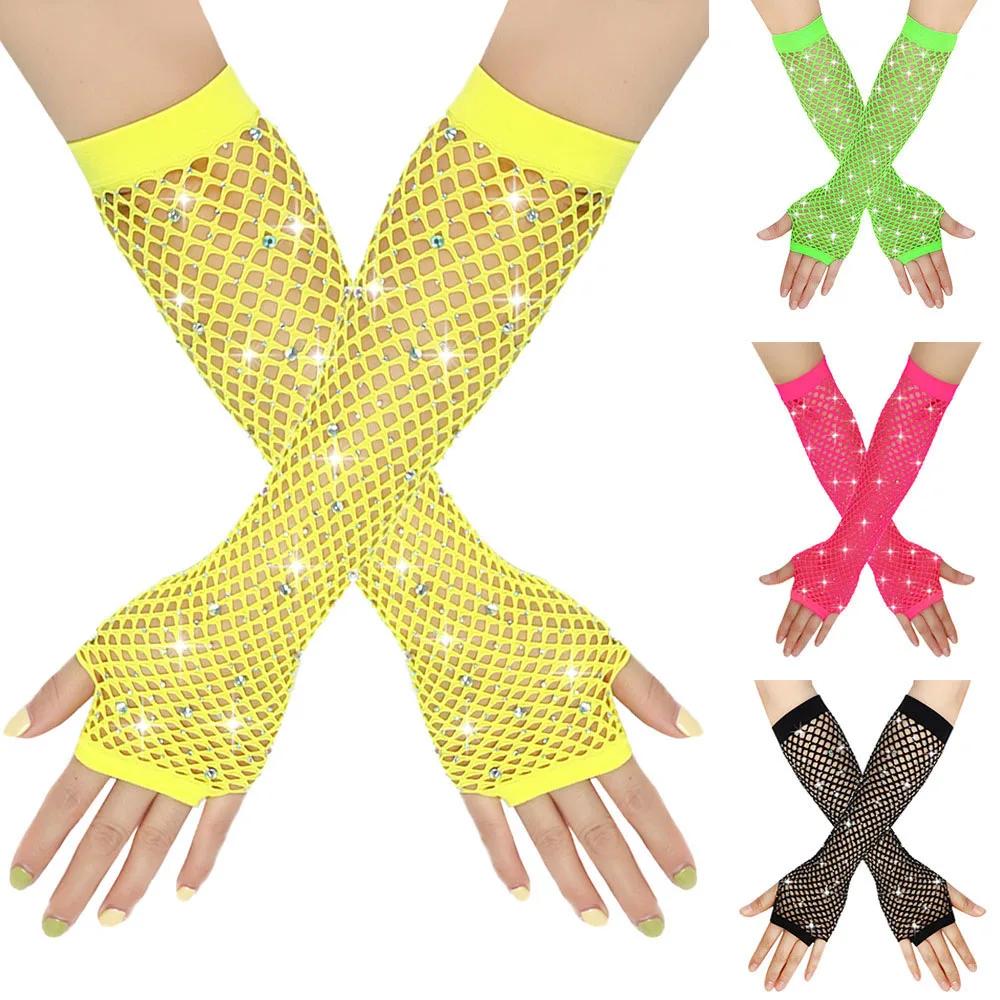 1 Pair Long Fishnet Net Gloves Sexy Shiny Rhinestone Fingerless Mittens Fashion Women Mesh Punk Rock Night Club Arm Sleeve
1 Pair Long Fishnet Net Gloves Sexy Shiny Rhinestone Fingerless Mittens Fashion Women Mesh Punk Rock Night Club Arm Sleeve