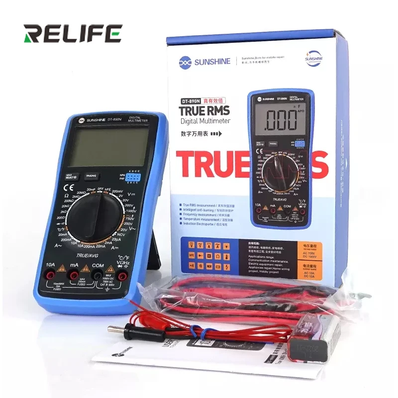 SUNSHINE DT-890N Digital Multimeter Transistor Capacitor Tester AC/DC Voltage and Current Resistance Measurement Meter Tester
SUNSHINE DT-890N Digital Multimeter Transistor Capacitor Tester AC/DC Voltage and Current Resistance Measurement Meter Tester
