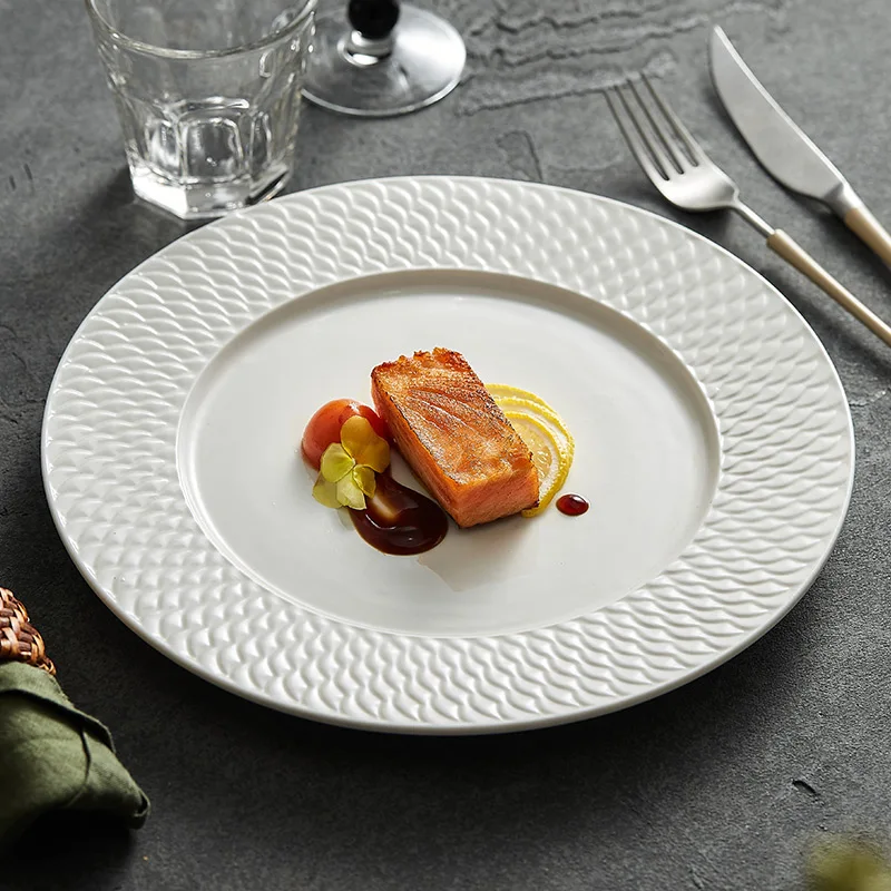 JINYOUJIA 8.5/12.5inch Relief Fish Scale Ceramic Steak Plates Western Food Plate Pasta Plate Restaurant Hotel Placing Tableware
JINYOUJIA 8.5/12.5inch Relief Fish Scale Ceramic Steak Plates Western Food Plate Pasta Plate Restaurant Hotel Placing Tableware