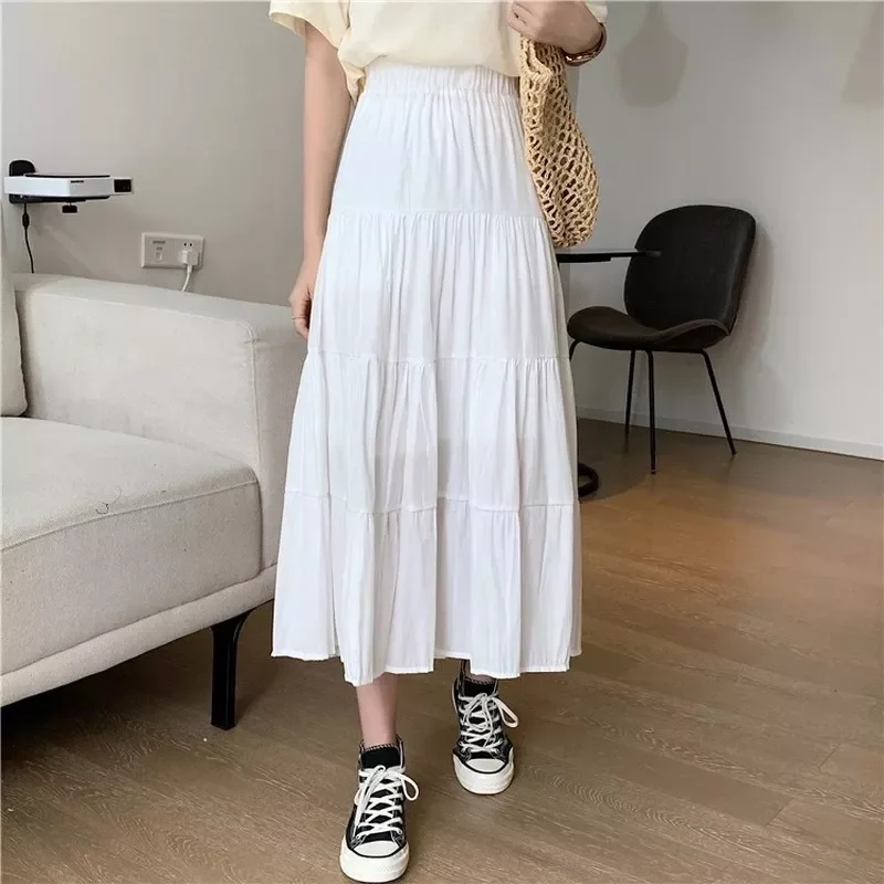 Summer Women Chiffon Skirts Vintage High Waist Elastic Patchwork White Black Chic Long Cake A-line Skirt for Student 
Summer Women Chiffon Skirts Vintage High Waist Elastic Patchwork White Black Chic Long Cake A-line Skirt for Student