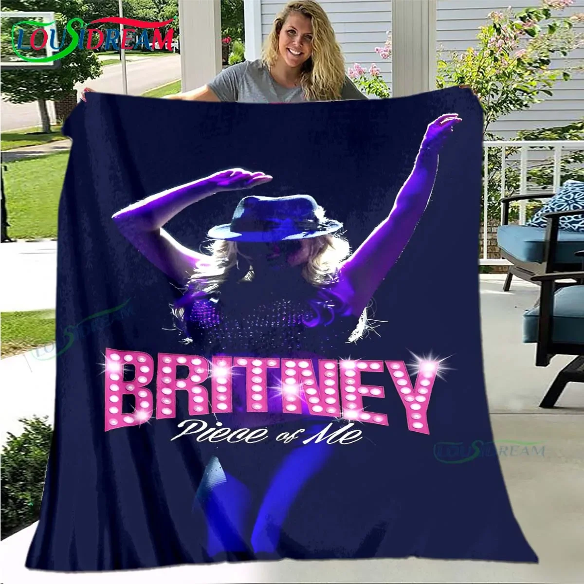 Поп-женское одеяло с рисунком B-Britney Фланелевое тонкое со звездой портативное для