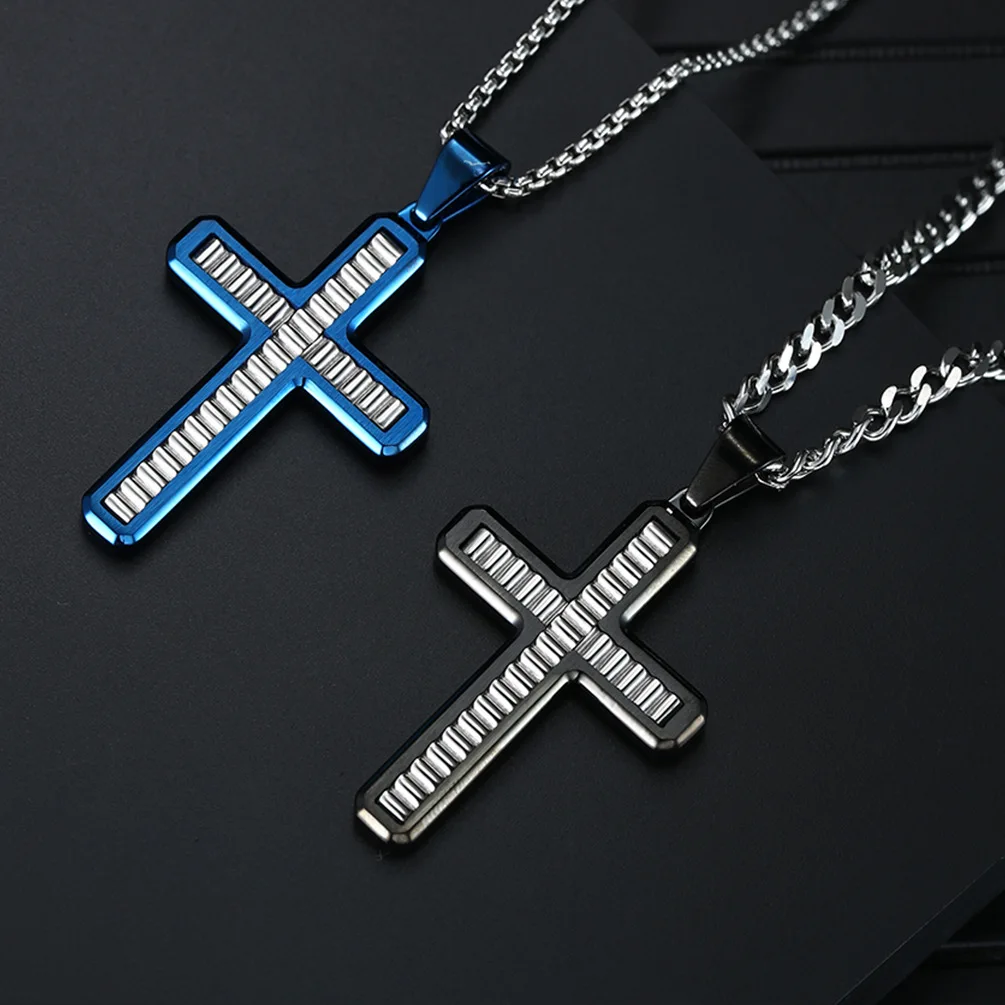 Fashion Stainless Steel Wave Pattern Cross Pendant Necklace For Men Black Blue Color Cross Pendant Chain Necklace Jewelry Gift
Fashion Stainless Steel Wave Pattern Cross Pendant Necklace For Men Black Blue Color Cross Pendant Chain Necklace Jewelry Gift