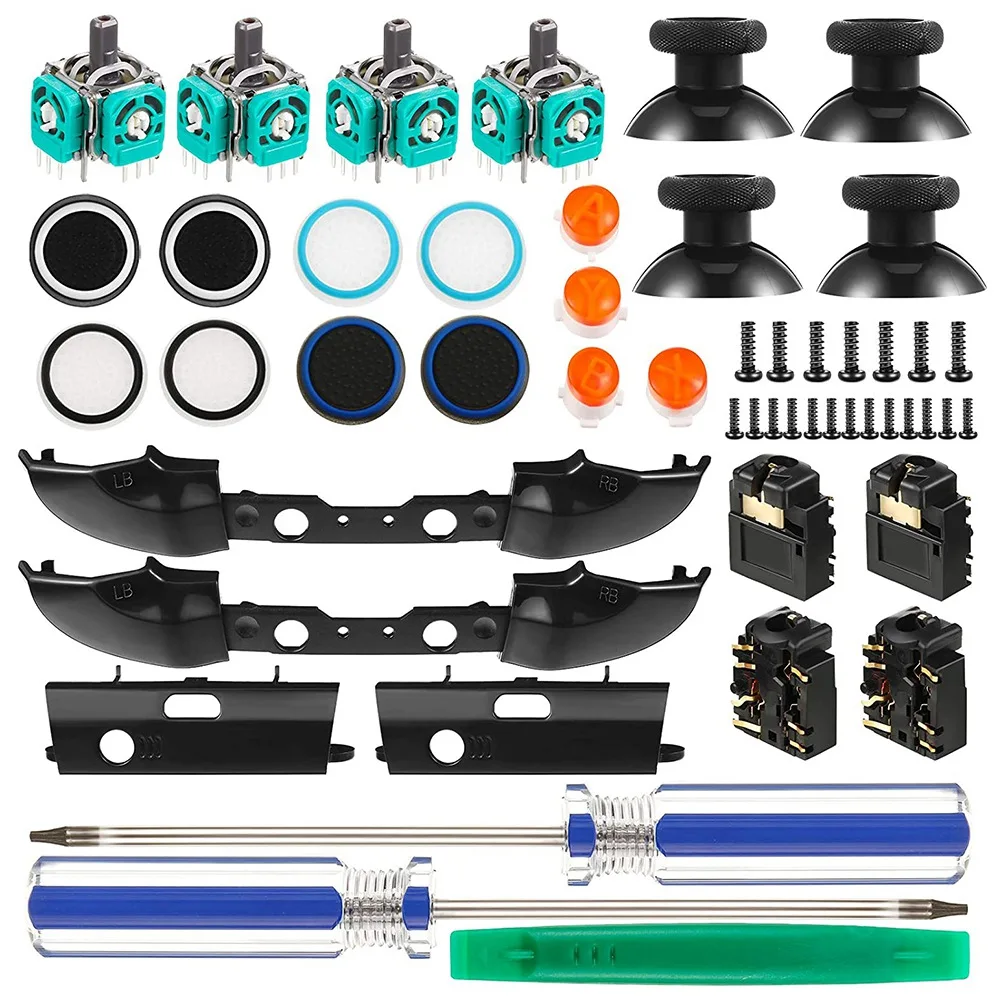 Replacement Game Controller Kit, Thumbsticks Grips Cap, Joystick,Bumpers, ABXY Buttons, For Xbox ONE S Controller 1708
Replacement Game Controller Kit, Thumbsticks Grips Cap, Joystick,Bumpers, ABXY Buttons, For Xbox ONE S Controller 1708