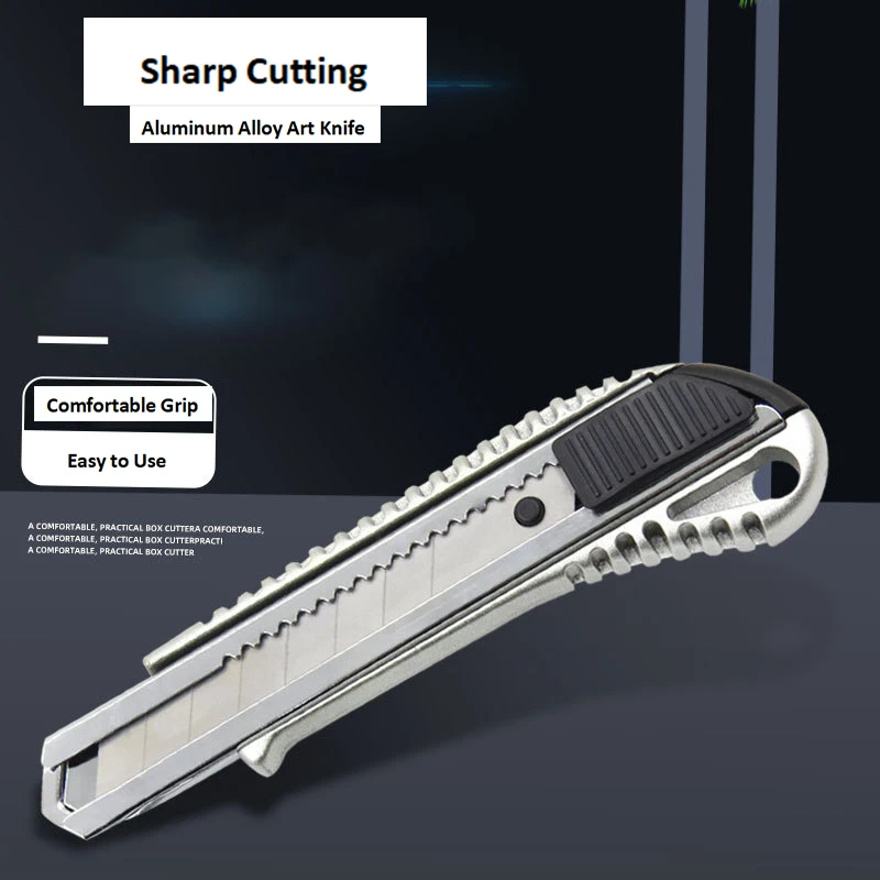 18mm Stainless Steel Utility Knife Snap-Off Easy Loading Retractable Paper Cutter Knife Cutting Tools Office School Supplies
18mm Stainless Steel Utility Knife Snap-Off Easy Loading Retractable Paper Cutter Knife Cutting Tools Office School Supplies