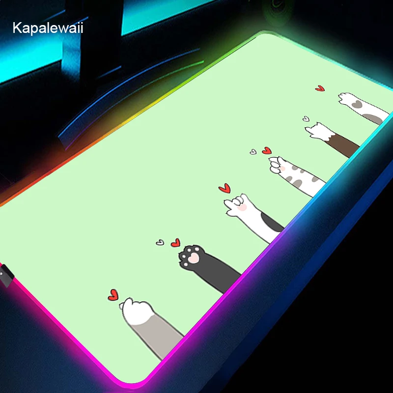 Cute Cartoon Cat Paw Large RGB Mouse Pad Anime Gaming Mousepad LED Mause Pad Gamer Accessories Mouse Carpet PC Desk Mat Backlit
Cute Cartoon Cat Paw Large RGB Mouse Pad Anime Gaming Mousepad LED Mause Pad Gamer Accessories Mouse Carpet PC Desk Mat Backlit