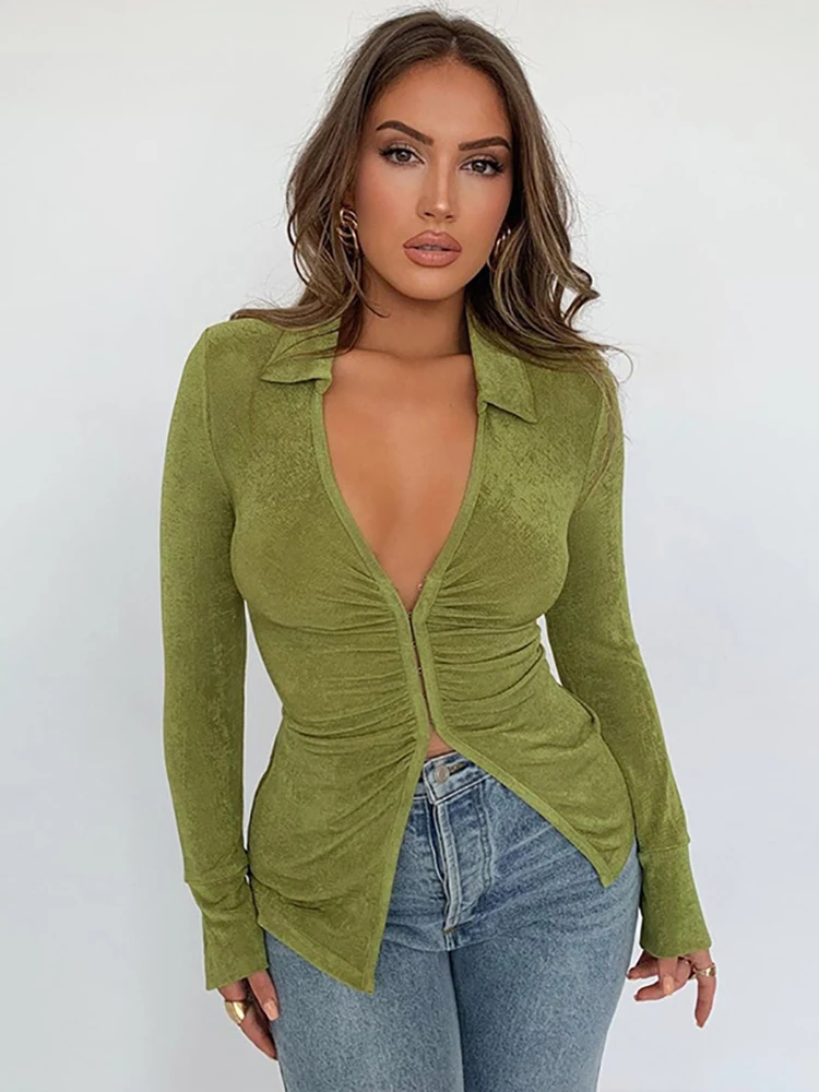 Taruxy Ruched Long Sleeve Blouses Shirts Women Elegant Turn-down Collar Blouse Shirts Tops 2022 Summer High Street Tops Tee
Taruxy Ruched Long Sleeve Blouses Shirts Women Elegant Turn-down Collar Blouse Shirts Tops 2022 Summer High Street Tops Tee