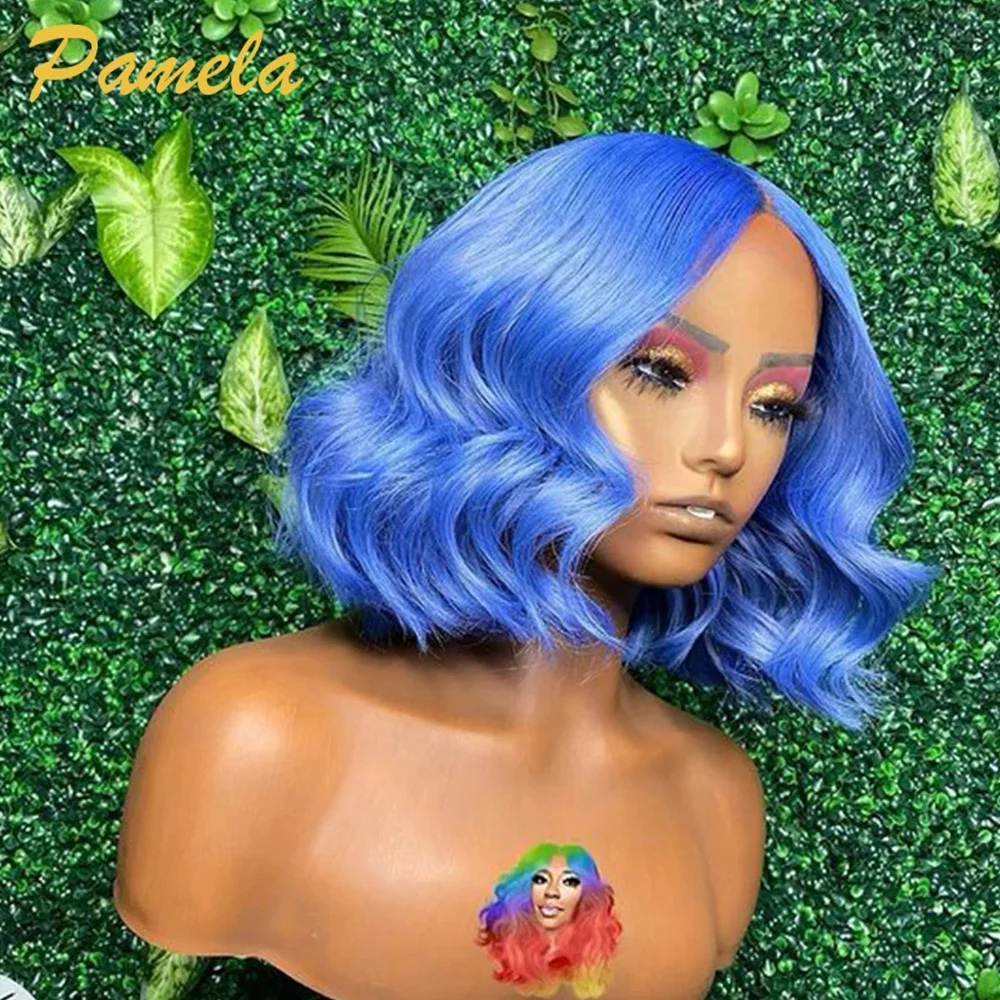 Colored Blue Wavy Human Hair Wigs Short Bob Lace Front Wigs Brazilian Loose Deep Wave Transparent Lace Frontal Wigs For Women
Colored Blue Wavy Human Hair Wigs Short Bob Lace Front Wigs Brazilian Loose Deep Wave Transparent Lace Frontal Wigs For Women