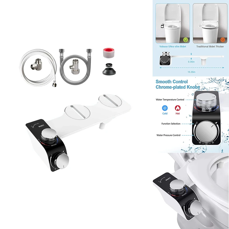 Bidet Attachment Ultra-Slim Toilet Seat Attachment Dual Nozzle 3 Modes Bidet Hot Cold Self-Cleaning Non-Electric
Bidet Attachment Ultra-Slim Toilet Seat Attachment Dual Nozzle 3 Modes Bidet Hot Cold Self-Cleaning Non-Electric