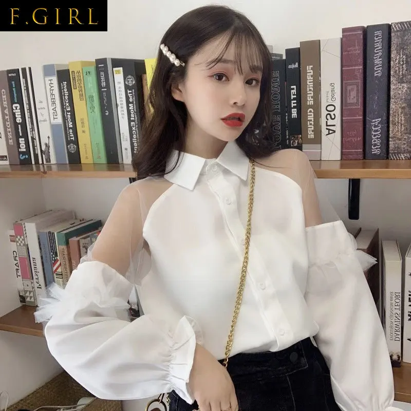F GIRLS Shirts Women Solid Button Patchwork Puff Sleeve Casual Chic Strapless Simple Loose All-match New Popular Long Sleeve
F GIRLS Shirts Women Solid Button Patchwork Puff Sleeve Casual Chic Strapless Simple Loose All-match New Popular Long Sleeve