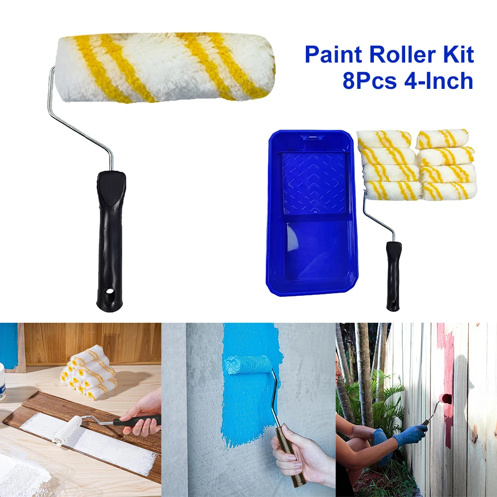 Paint Roller Kit 8Pcs 4-Inch High-Density Foam Roller with Tray Set Wall Painting Roller for Painting Staining Varnish Cabinet
Paint Roller Kit 8Pcs 4-Inch High-Density Foam Roller with Tray Set Wall Painting Roller for Painting Staining Varnish Cabinet