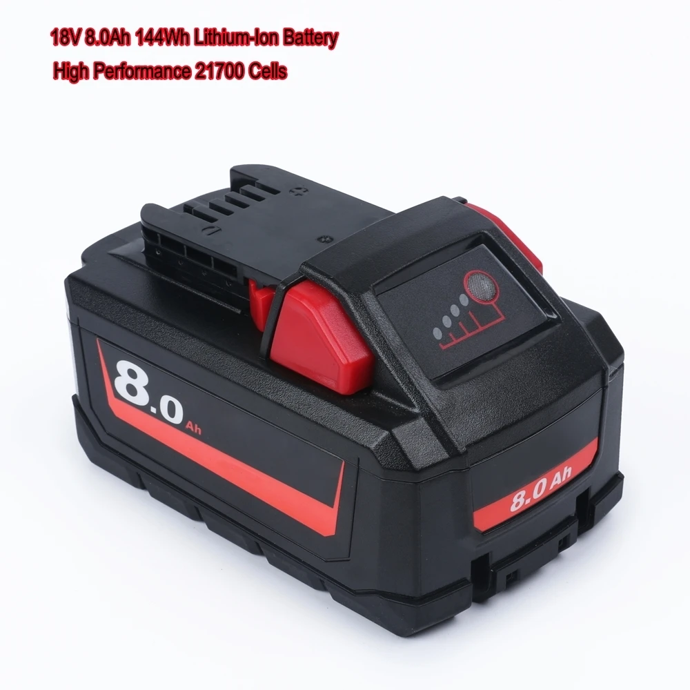 

Factory New 18V 8.0Ah Lithium High Power Lithium-Ion Battery for 48-11-1880 for Milwaukee M18 18V Cordless Power Tools Drills