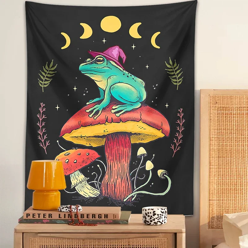 Frog on Mushroom Tapestry Wall Hanging Aesthetic Frog magic Wizard Cottagecore Boho moon phase Hippie Mattress Dorm Room Decor
Frog on Mushroom Tapestry Wall Hanging Aesthetic Frog magic Wizard Cottagecore Boho moon phase Hippie Mattress Dorm Room Decor
