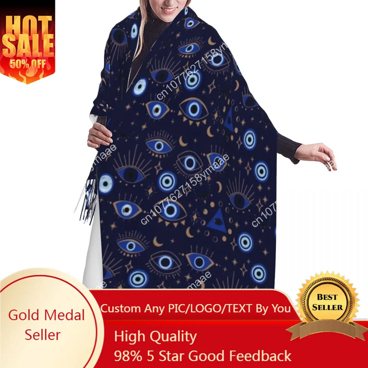 Custom Female Turkey Evil Eye Symbol Pattern Scarves Women Winter Fall Thick Warm Tassel Shawl Wrap Versatile Female Scarf
Custom Female Turkey Evil Eye Symbol Pattern Scarves Women Winter Fall Thick Warm Tassel Shawl Wrap Versatile Female Scarf