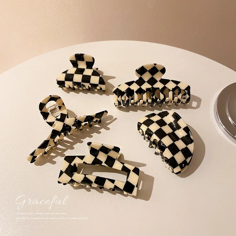 Chessboard Black And White Claw Clip Korean Autumn Winter Hairpin Temperament Shark Simple Net Red Hair Back Of
Chessboard Black And White Claw Clip Korean Autumn Winter Hairpin Temperament Shark Simple Net Red Hair Back Of