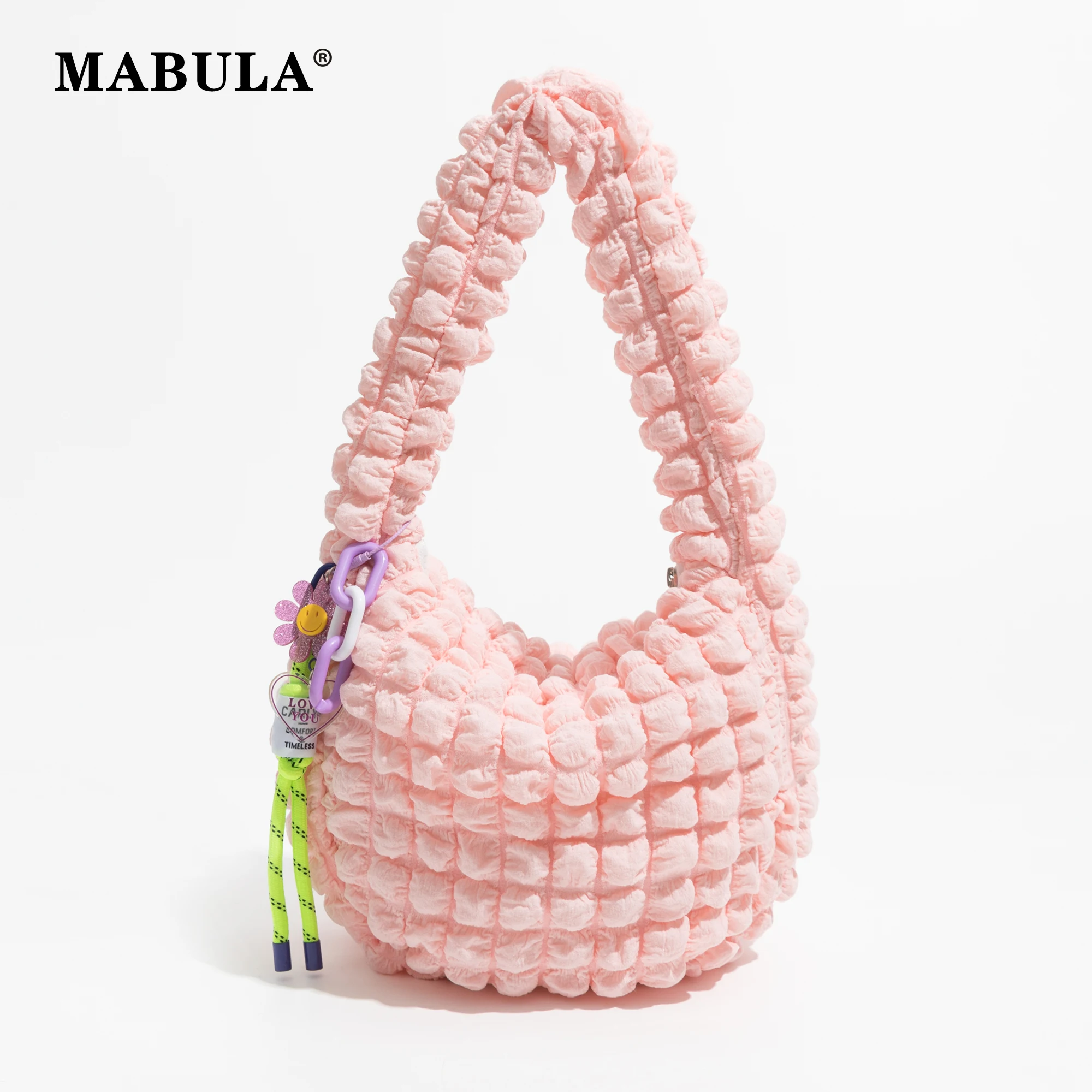 

MABULA Fashion Bubble Quilted Women Shoulder Bags Simple Design Casual Small Tote Bag Female Hobo Handbags Phone Purse