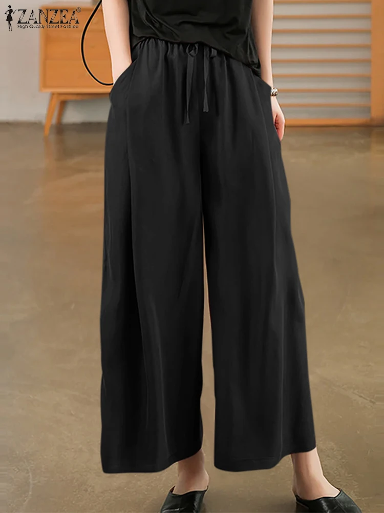 Брюки ZANZEA женские свободные укороченные, повседневные модные брюки с широкими штанинами, модные штаны с резинкой на талии, осень 2023
Брюки ZANZEA женские свободные укороченные, повседневные модные брюки с широкими штанинами, модные штаны с резинкой на талии, осень 2023