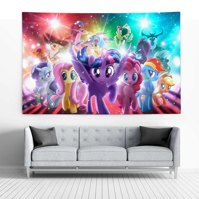 

Kawaii Room Decor Aesthetic Cute-Little-Pony Custom Tapestry Wall Hanging Bedroom Decoration Home Tapestries Headboards the Art