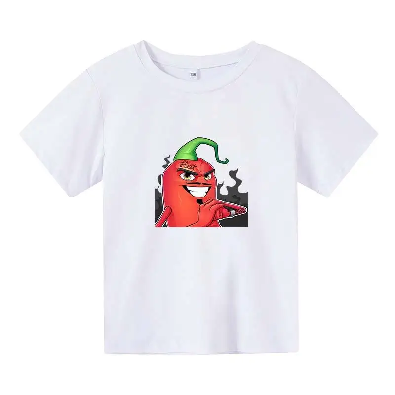 

Children's Girls T-shirt Pepper Print Girls T-shirt Youth Summer Cotton Breathable Comfortable Short Sleeve Gift for Children