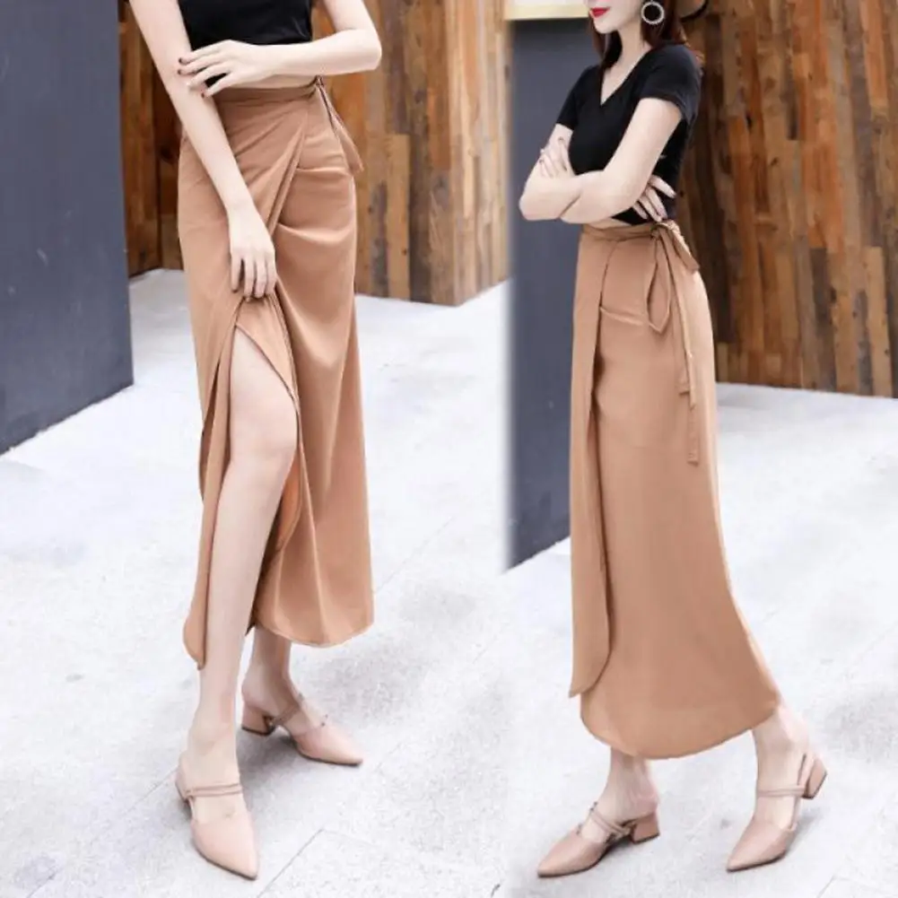 Women Long Skirt High Waist Large Hem Split Lace Up Solid Color Beachwear Tie Waist A-line Wrap Skirts Female Clothes
Women Long Skirt High Waist Large Hem Split Lace Up Solid Color Beachwear Tie Waist A-line Wrap Skirts Female Clothes