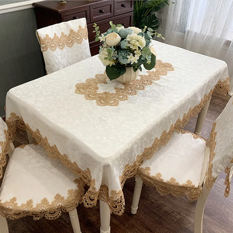 Luxury Lace Rectangle Tablecloth European Wedding Dinning Table Cloth Chair Cover Simple Solid Color Household Dust Seat Mat
Luxury Lace Rectangle Tablecloth European Wedding Dinning Table Cloth Chair Cover Simple Solid Color Household Dust Seat Mat