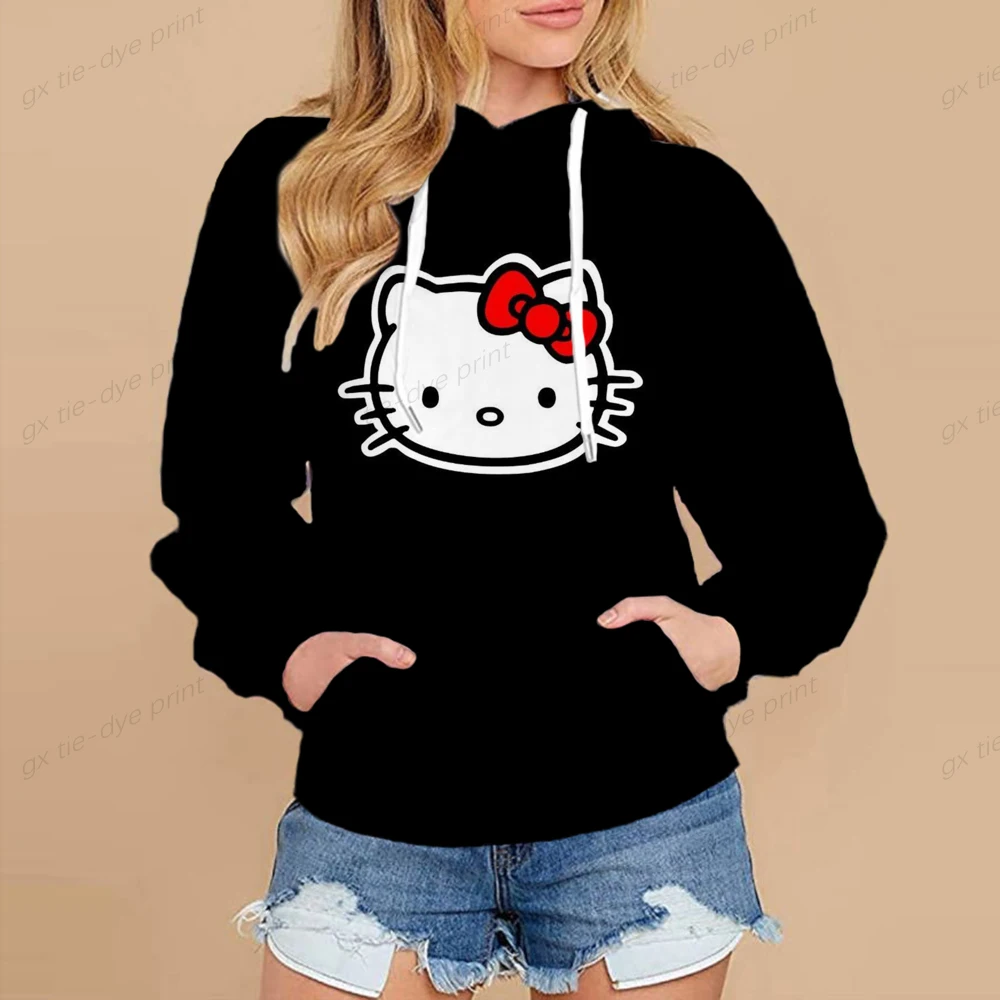 

Hello Kitty Grunge Street Style Hoodie Y2k Girl Casual Loose Trendy Vintage Hooded Women Autumn Fashion Sweatshirrt Girl
