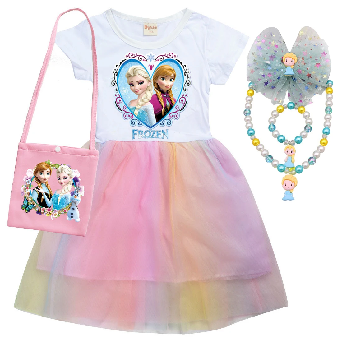 Disney Summer Frozen Elsa Princess Girl Cotton T-Shirt+Bag Patchwork Dress Children Home Party Casual Clothes
Disney Summer Frozen Elsa Princess Girl Cotton T-Shirt+Bag Patchwork Dress Children Home Party Casual Clothes