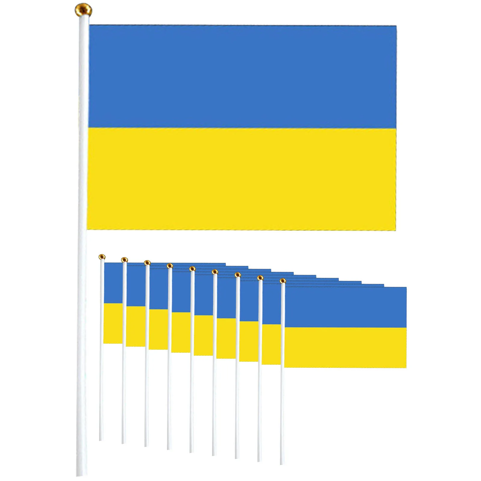 10Pcs Hand Ukrainian Flag Hand Waving National Flag Hand Flags Polyester Mini Flags Hand Shake Ukraine Flag 14x21cm
10Pcs Hand Ukrainian Flag Hand Waving National Flag Hand Flags Polyester Mini Flags Hand Shake Ukraine Flag 14x21cm