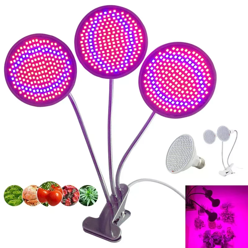 

Светодиодная лампа для выращивания растений с 3 головками, 200 светодиодов, лампа для антивозрастной терапии, фитолампа, Цветочная палатка дл...