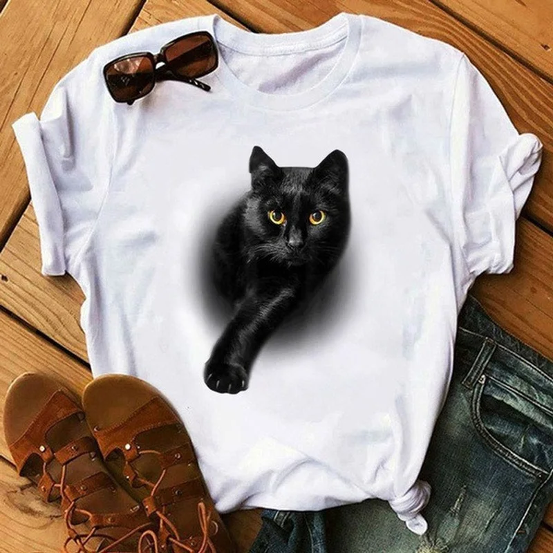 Funny Black Cat Print Women T Shirt Short Sleeve O Neck Loose Women Tshirt Ladies Tee Shirt Tops Clothes Camisetas Mujer
Funny Black Cat Print Women T Shirt Short Sleeve O Neck Loose Women Tshirt Ladies Tee Shirt Tops Clothes Camisetas Mujer