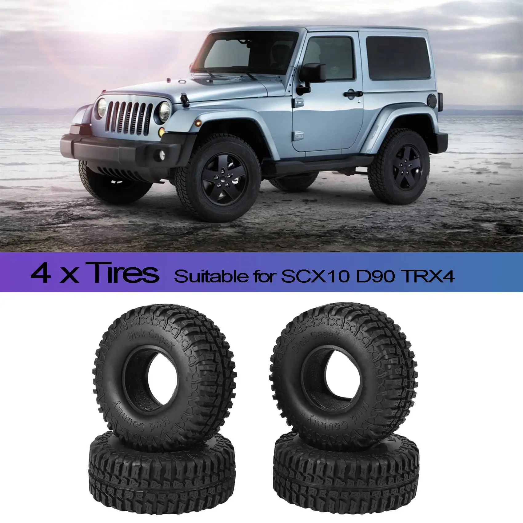 

4PCS 100MM 1.9 Rubber Tires Tyres Wheel for 1/10 RC Crawler Car Axial SCX10 90046 AXI03007 Traxxas TRX4 D90 Tamiya CC01