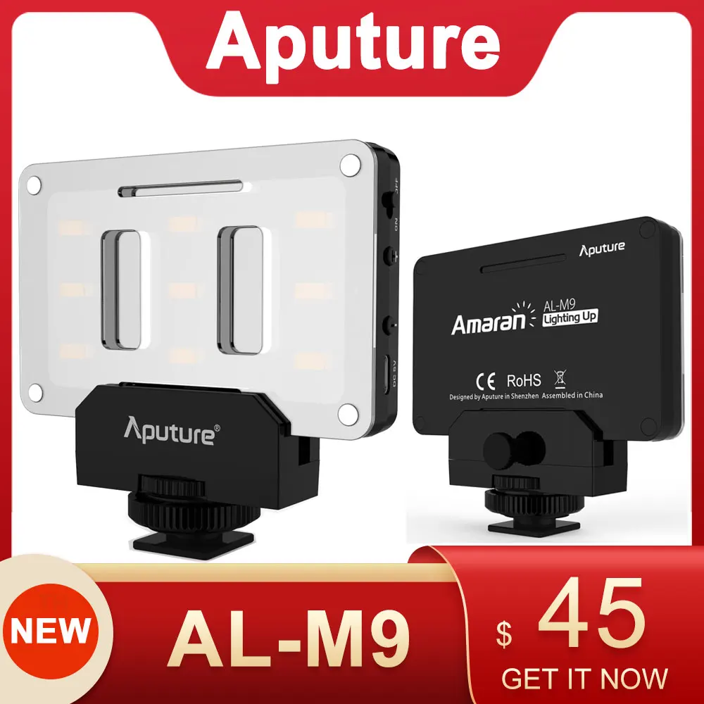 

Aputure Amaran AL-M9 LED Mini Video Light CRI/TLCI 95+ 5500K On-Camera Fill Light 9 SMD Lights LED Lighting for Canon Nikon Sony