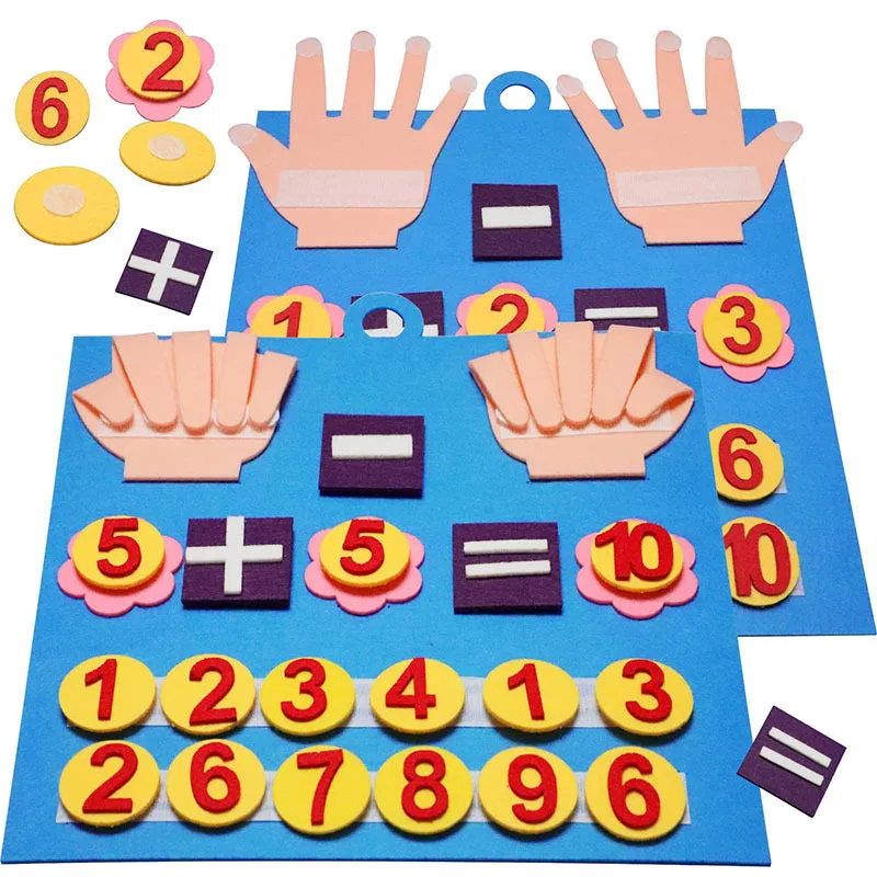 

Montessori Toddler Felt Finger Toys Math Learning Number Counting Puzzles Kids Educational Fruit Cognitive Busy Board Education