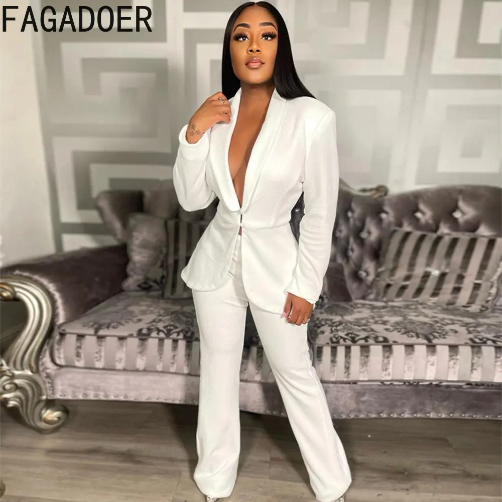 FAGADOER Fall Winter Elegant Office Lady Blazer Two Piece Sets Women Solid Turndown Collar Coat And Pants Outfits Commute Suits
FAGADOER Fall Winter Elegant Office Lady Blazer Two Piece Sets Women Solid Turndown Collar Coat And Pants Outfits Commute Suits