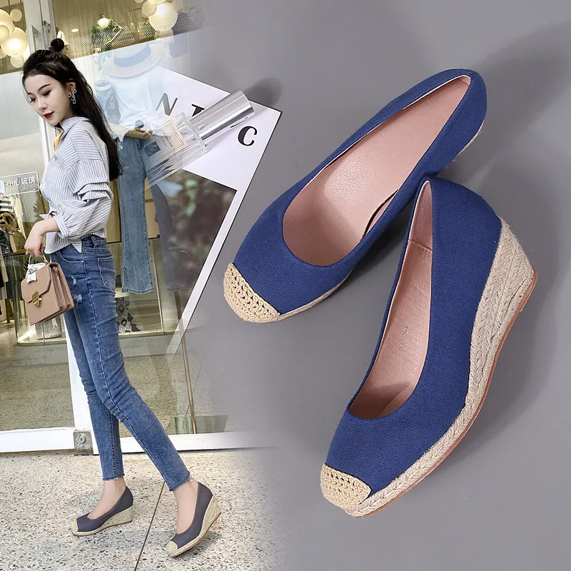 Women Shoes Luxury Brand Pumps Shallow Pointed Toe Canvas 5.5CM Wedges straw plaited article Fashion Women Shoes Beige
Women Shoes Luxury Brand Pumps Shallow Pointed Toe Canvas 5.5CM Wedges straw plaited article Fashion Women Shoes Beige
