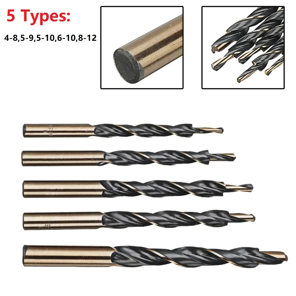 5pcs Step Drill Bits Kit Manual Pocket Hole Jig 8-4/9-5/10-5/10-6/12-8mm Woodworking Tool High Speed Steel Step Drill Bit
5pcs Step Drill Bits Kit Manual Pocket Hole Jig 8-4/9-5/10-5/10-6/12-8mm Woodworking Tool High Speed Steel Step Drill Bit