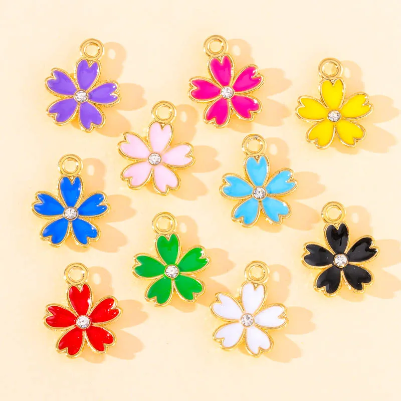 10Pcs Multicolor Enamel Cute Flowers Charms Zircon Alloy Pendant for DIY Earrings Necklace Bracelet Accessories Jewelry Making
10Pcs Multicolor Enamel Cute Flowers Charms Zircon Alloy Pendant for DIY Earrings Necklace Bracelet Accessories Jewelry Making