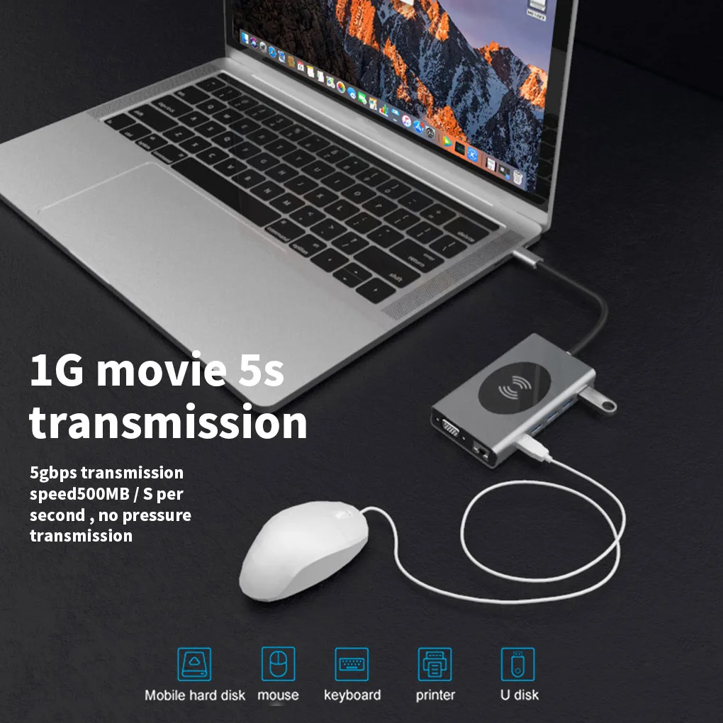 15/14/13 in 1 USB C Hub Multiport Adapter with 4K HD Wireless Charger Type-c Docking Station TF SD Card Reader 5W/ 7.5w /10W
15/14/13 in 1 USB C Hub Multiport Adapter with 4K HD Wireless Charger Type-c Docking Station TF SD Card Reader 5W/ 7.5w /10W