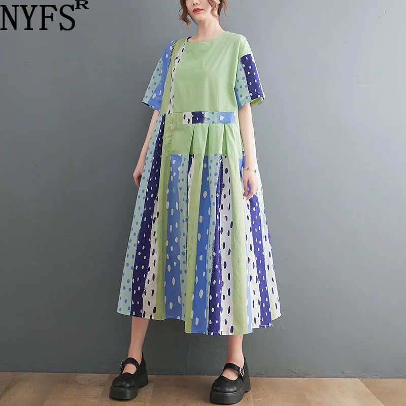 NYFS 2022 Summer New Korea Woman Dress Vestidos Robe Elbise Cotton Fashion Plus Size Short Sleeve Patchwork Print Long Dresses
NYFS 2022 Summer New Korea Woman Dress Vestidos Robe Elbise Cotton Fashion Plus Size Short Sleeve Patchwork Print Long Dresses