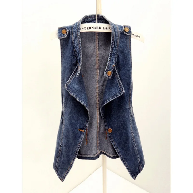 Vintage Blue Black Suit Collar Elastic Waist Denim Vest Women Slim Waistcoat Cowboy Sleeveless Jacket Korean Jeans Vests Female
Vintage Blue Black Suit Collar Elastic Waist Denim Vest Women Slim Waistcoat Cowboy Sleeveless Jacket Korean Jeans Vests Female