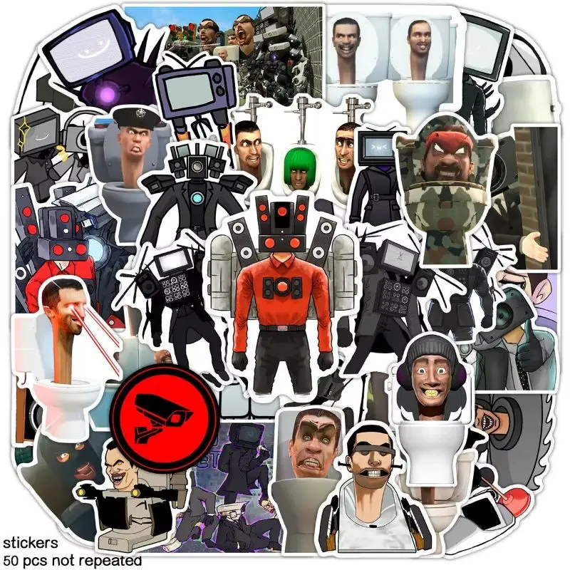 10/50pcs Skibidi Toilet Stickers Skateboard Helmet Laptop Phone Suitcase Fridge decal Game Cartoon Stickers For kids
10/50pcs Skibidi Toilet Stickers Skateboard Helmet Laptop Phone Suitcase Fridge decal Game Cartoon Stickers For kids