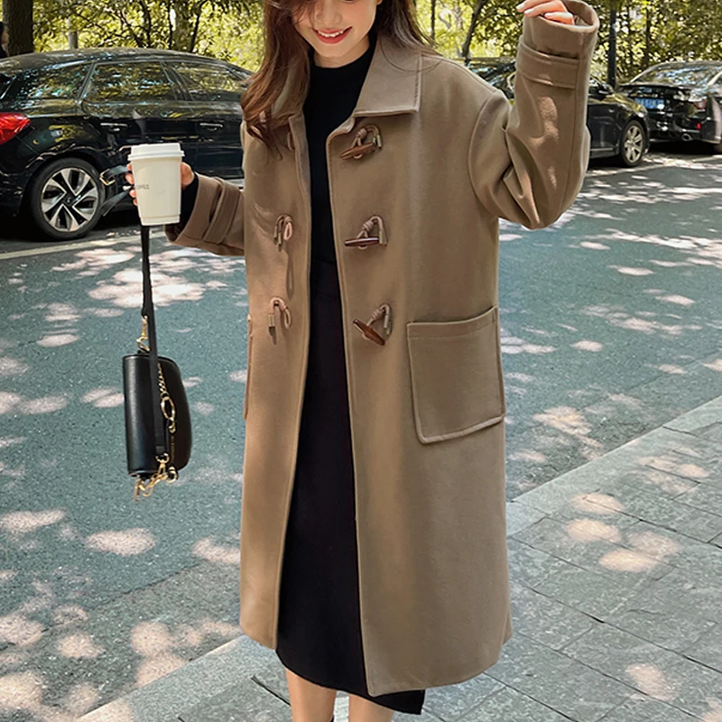 Horn Button Pocket French Winter Doll Collar Fashion Women'S Comfortable Long-Sleeved Solid Color Temperament Woolen Coat
Horn Button Pocket French Winter Doll Collar Fashion Women'S Comfortable Long-Sleeved Solid Color Temperament Woolen Coat