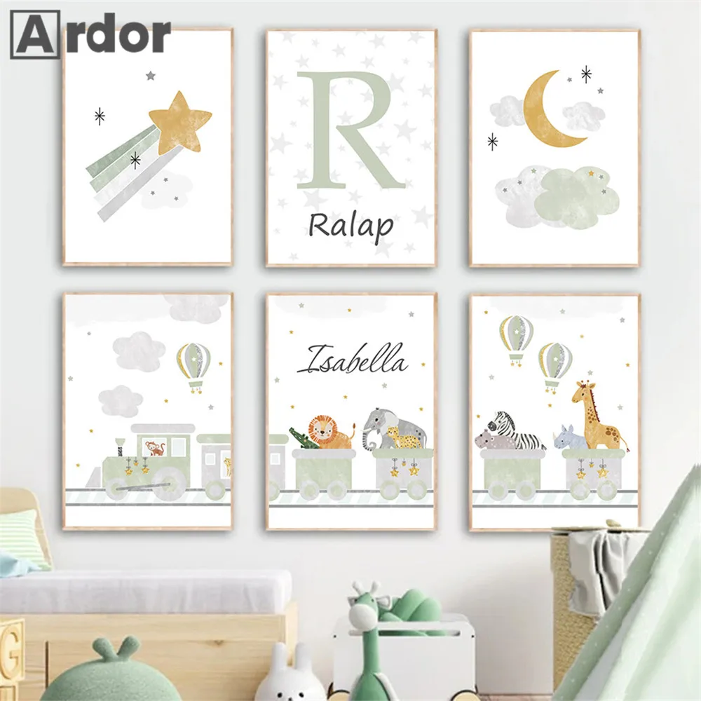 Lion Elephant Giraffe Train Canvas Painting Custom Name Wall Poster Nursery Art Prints Nordic Wall Pictures Baby Kids Room Decor
Lion Elephant Giraffe Train Canvas Painting Custom Name Wall Poster Nursery Art Prints Nordic Wall Pictures Baby Kids Room Decor