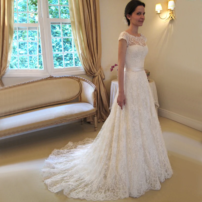 Cap Sleeve O Neck With Bow vestido de noiva Sash A Line Simple Elegant Ivory Lace bridal gown 2018 mother of the bride dresses
Cap Sleeve O Neck With Bow vestido de noiva Sash A Line Simple Elegant Ivory Lace bridal gown 2018 mother of the bride dresses