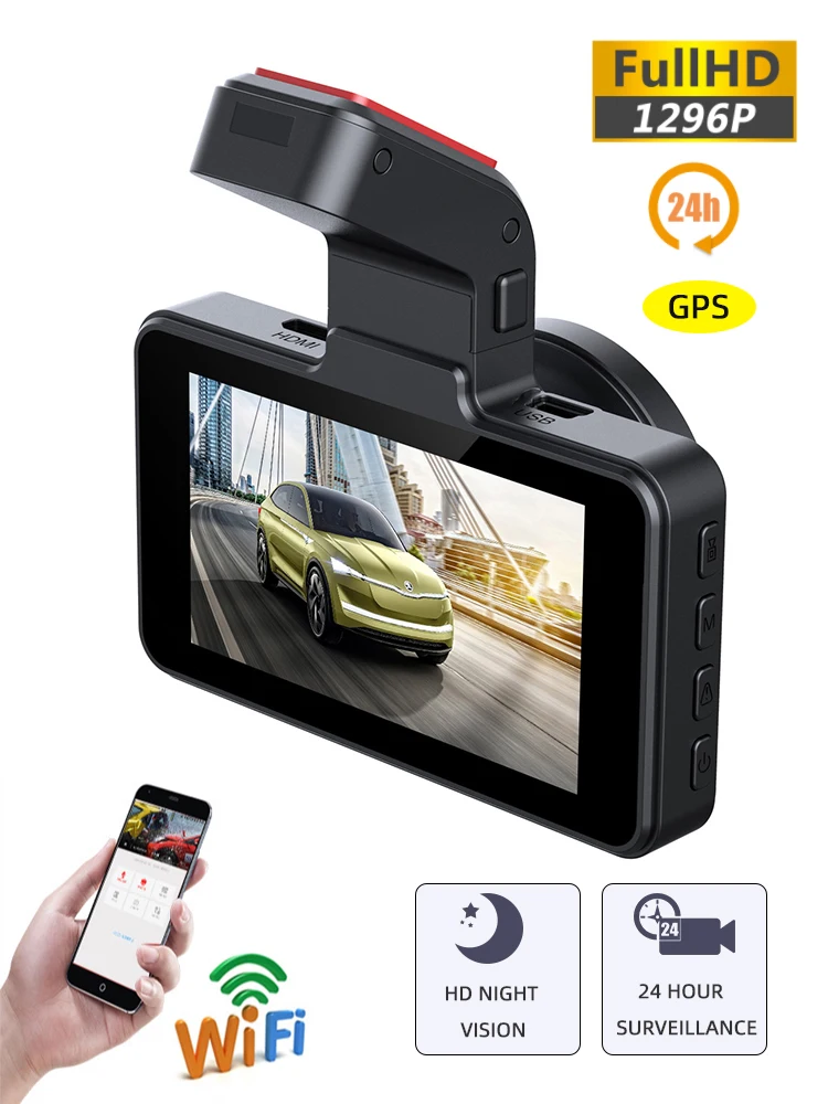 Dash Cam Car DVR 24H HD 1296P Camera Dual Lens Video Recorder Black Box Cycle Dashcam Built in GPS With WiFi G-Sensor
Dash Cam Car DVR 24H HD 1296P Camera Dual Lens Video Recorder Black Box Cycle Dashcam Built in GPS With WiFi G-Sensor