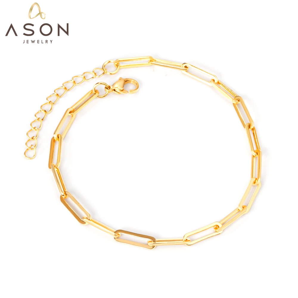 ASONSTEEL Trendy Chain Anklet Gold Color Stainless Steel Foot Chain with Extender 23+5cm Women Jewelry Gift Beach Accessories
ASONSTEEL Trendy Chain Anklet Gold Color Stainless Steel Foot Chain with Extender 23+5cm Women Jewelry Gift Beach Accessories