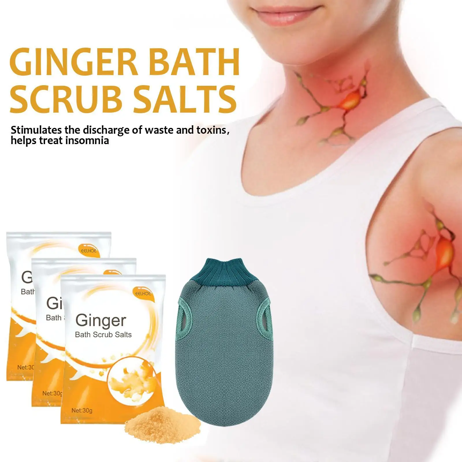 

Lymphatic Detox Ginger Bath Scrub Salts Dispel Cold And Dampness Ginger Lymph Bath Scrub Salts For Foot Soak Relaxing Bath Scrub