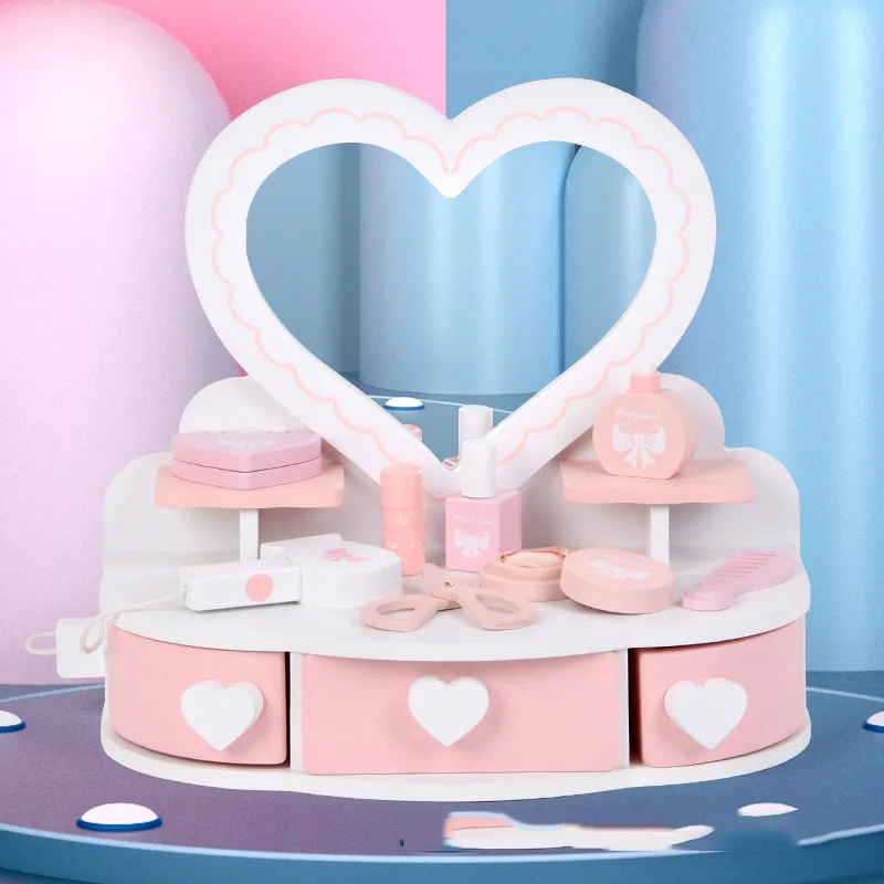 New Children's Wooden Toy Simulation Pink Dresser Make-up Play House Role-playing Toy Girl Set Gift Pretend Play Kids Puzzle Toy
New Children's Wooden Toy Simulation Pink Dresser Make-up Play House Role-playing Toy Girl Set Gift Pretend Play Kids Puzzle Toy